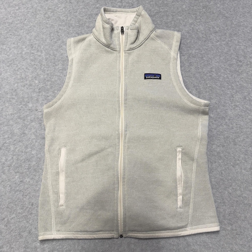 Patagonia Better Sweater Vest Womens Small Beige Fleece Full Zip Pockets Warm